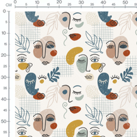 Tissu - Visages abstraits multicolores