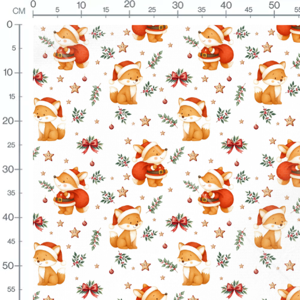 Tissu - Renards de Noël mignons