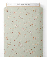 Tissu - Fleurs pastel sur vert