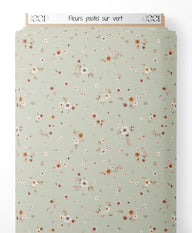 Tissu - Fleurs pastel sur vert