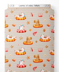 Tissu - Licornes et crabes flottants