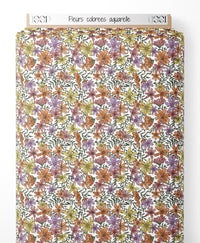 Tissu - Fleurs colorées aquarelle