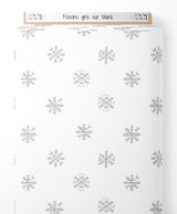 Tissu - Flocons gris sur blanc
