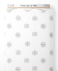 Tissu - Flocons gris sur blanc
