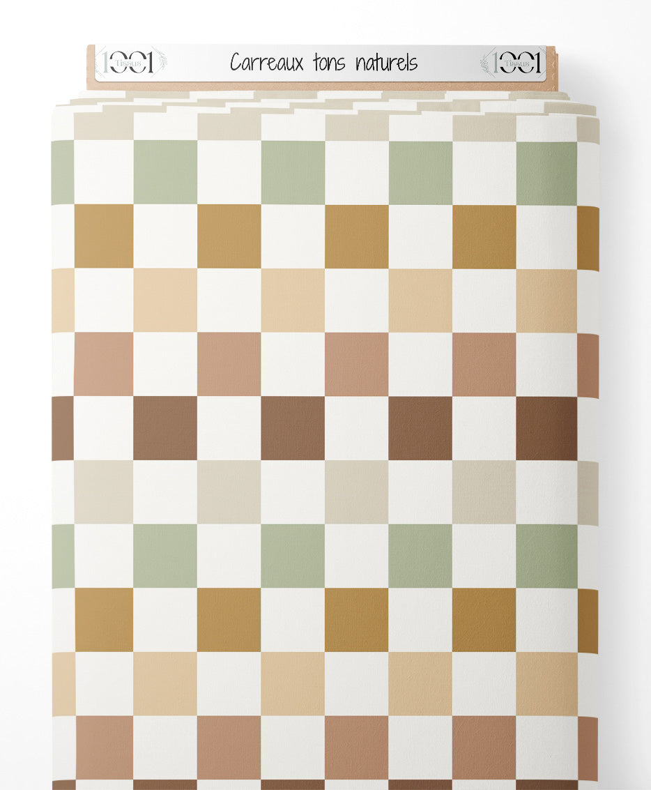 Tissu - Carreaux tons naturels