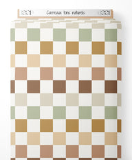 Tissu - Carreaux tons naturels
