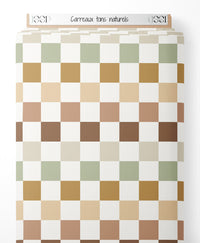 Tissu - Carreaux tons naturels