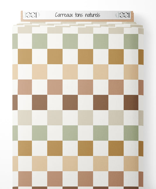 Tissu - Carreaux tons naturels