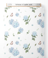 Tissu - Hortensias et papillon pastel