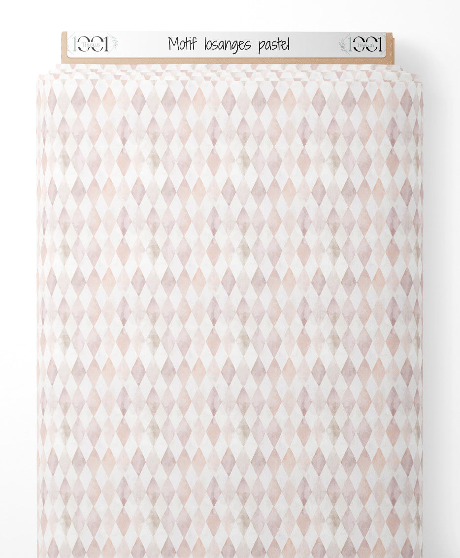 Tissu - Motif losanges pastel