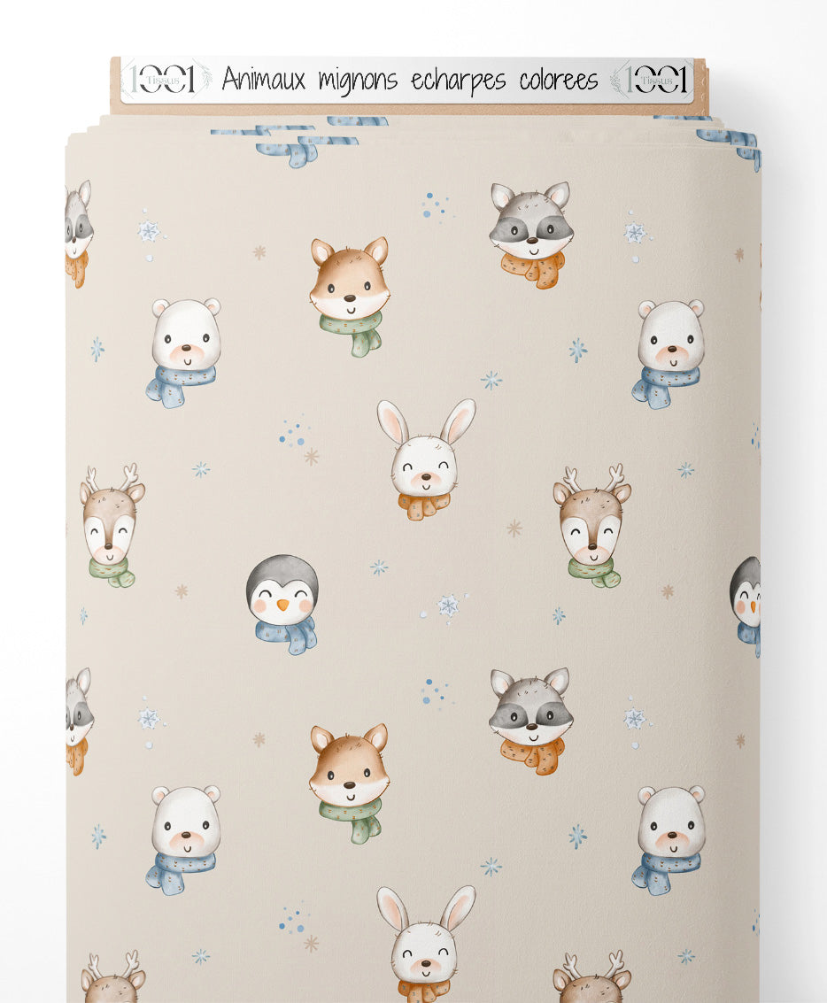 Tissu - Animaux mignons écharpes colorées
