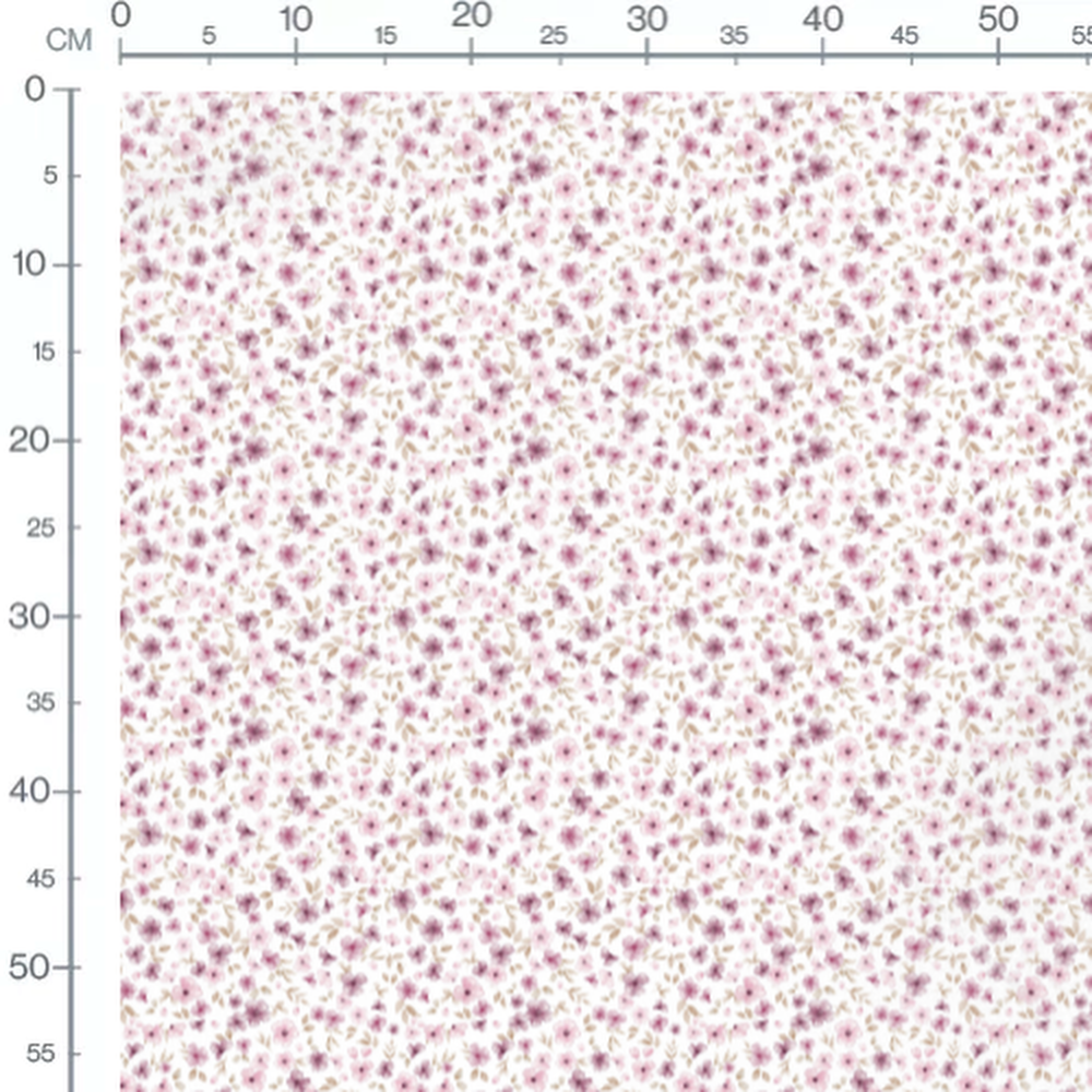 Tissu - Fleurs aquarelle et marron