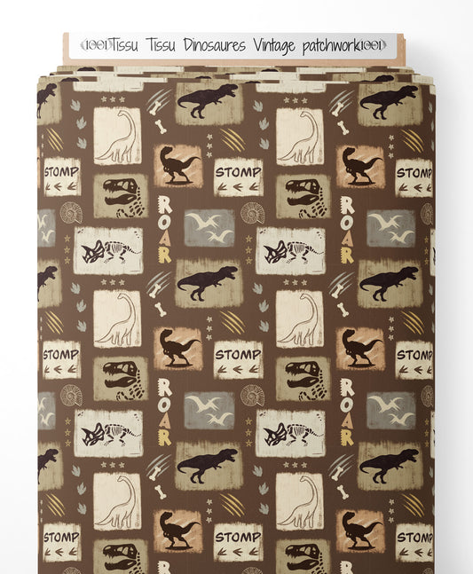 Tissu - Tissu Dinosaures Vintage patchwork