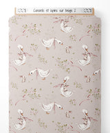 Tissu - Canards et lapins sur beige 2