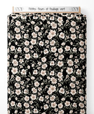Tissu - Petites fleurs et feuillage vert