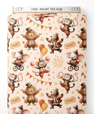 Tissu - Cirque amusant sur fond beige