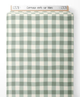 Tissu - Carreaux verts sur blanc