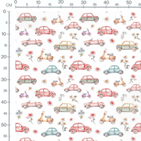 Tissu - Voitures et scooters aquarelle