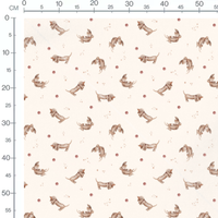 Tissu - Chiens marron sur fond beige