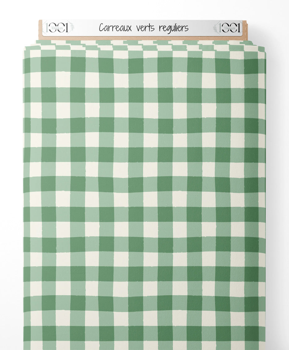 Tissu - Carreaux verts réguliers