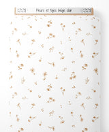 Tissu - Fleurs et tiges beige clair