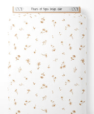 Tissu - Fleurs et tiges beige clair