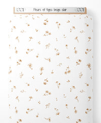 Tissu - Fleurs et tiges beige clair