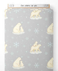 Tissu - Ours polaires sur gris