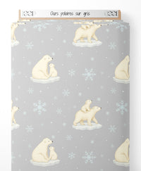 Tissu - Ours polaires sur gris