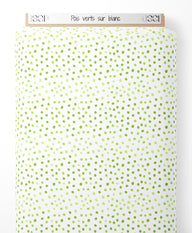 Tissu - Pois verts sur blanc