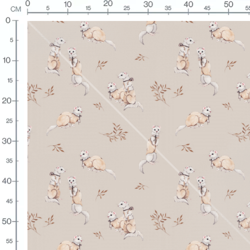 Tissu - Furets foulards et feuillages