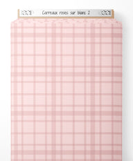 Tissu - Carreaux roses sur blanc 2