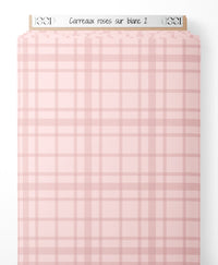 Tissu - Carreaux roses sur blanc 2