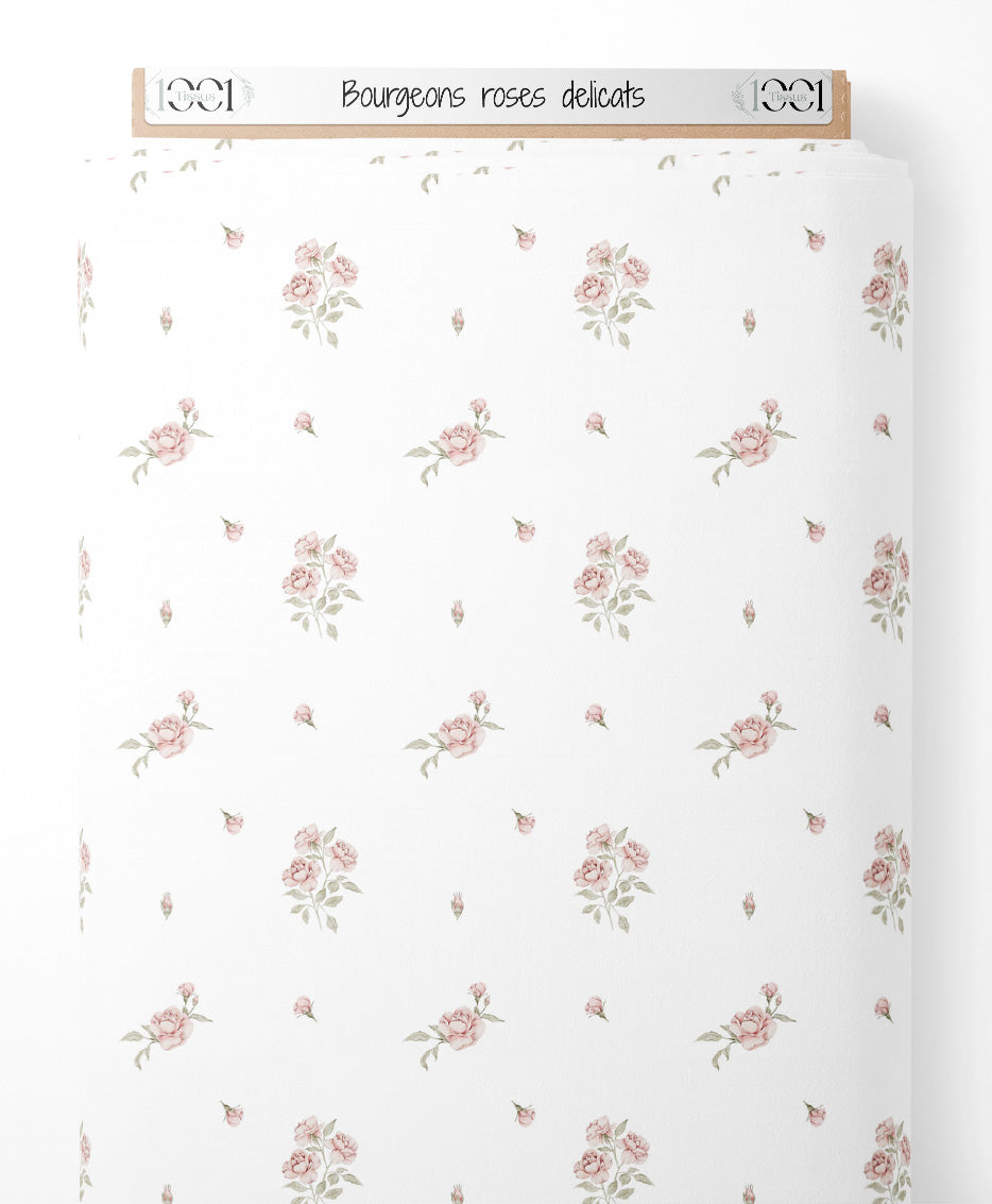 Tissu - Bourgeons roses délicats