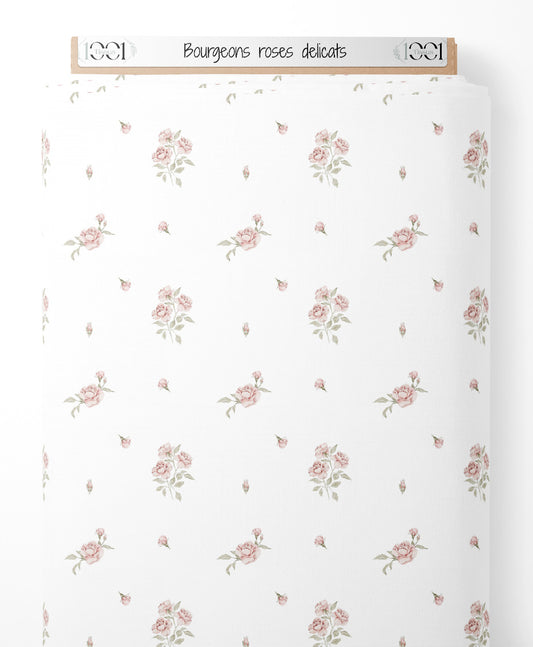 Tissu - Bourgeons roses délicats