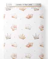 Tissu - Couronnes et fleurs pastel