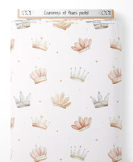 Tissu - Couronnes et fleurs pastel
