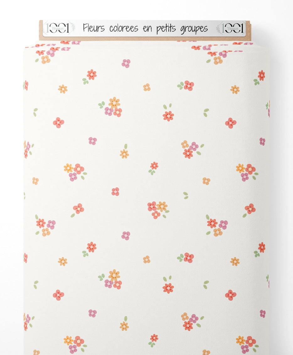 Tissu - Fleurs colorées en petits groupes