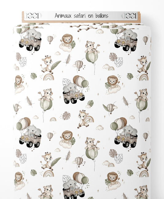 Tissu - Animaux safari en ballons