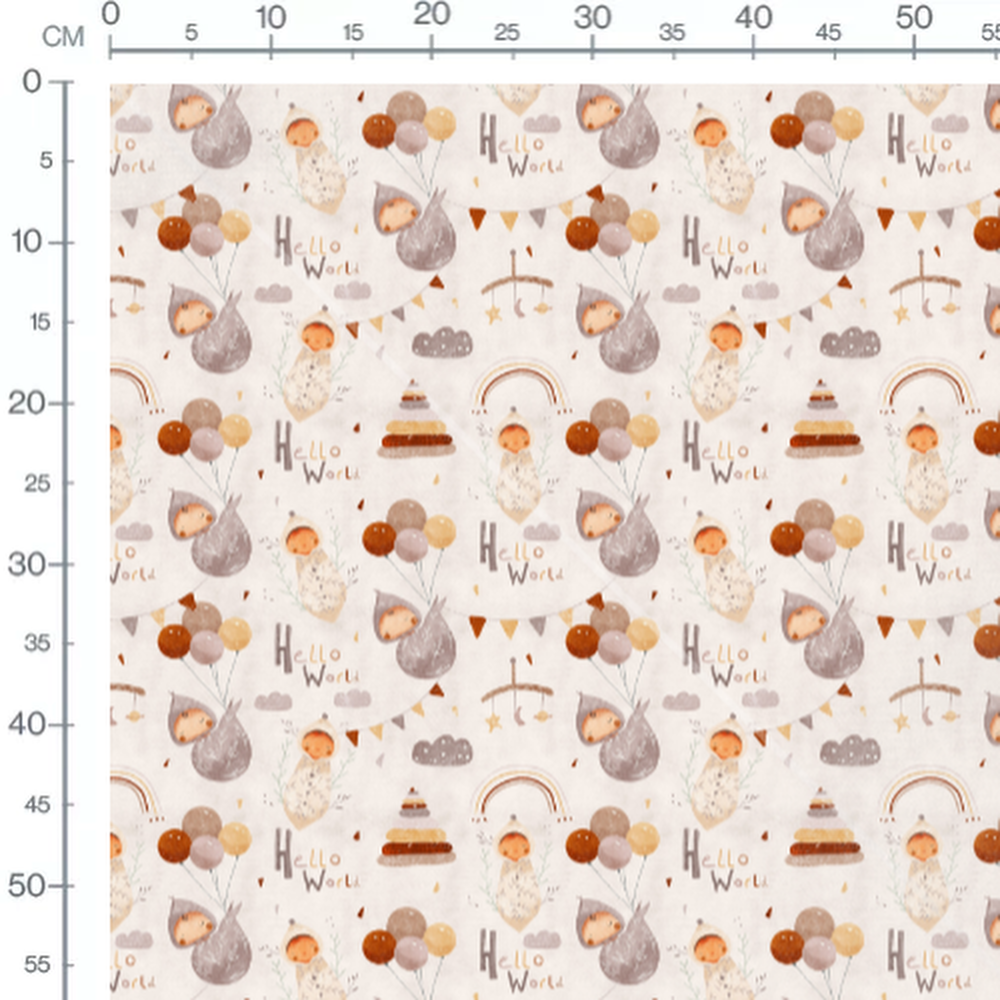 Tissu - Bébés et ballons pastel