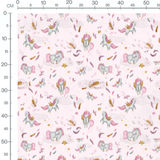 Tissu - Licornes et plumes pastel