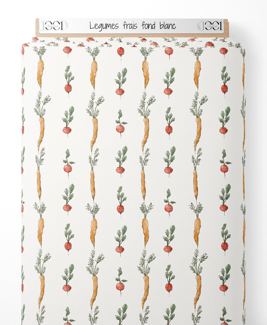 Tissu - Légumes frais sur fond blanc