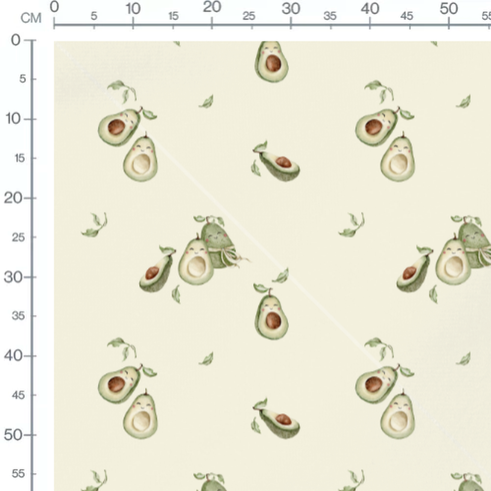 Tissu - Avocats joyeux sur crème