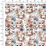 Tissu - chouette pastel