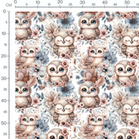 Tissu - chouette pastel