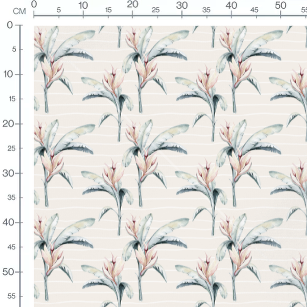 Tissu - Feuilles vertes et roses