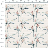 Tissu - Feuilles vertes et roses