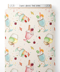 Tissu - Coupes glacées sur fond crème