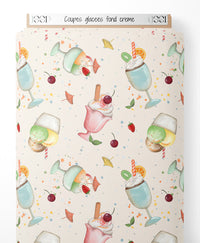 Tissu - Coupes glacées sur fond crème