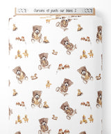 Tissu - Oursons et jouets sur blanc 2